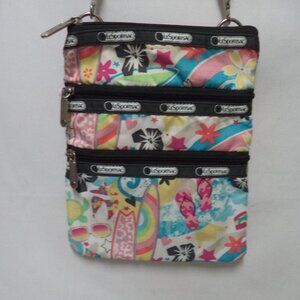 LeSportSac Beach Surfboard Summer Bikini Flip Flop Crossbody bag purse zip